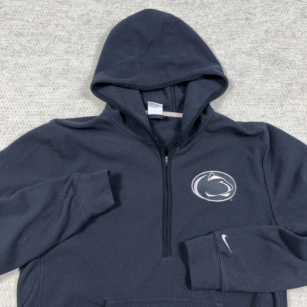 Penn State Nitty Lions Hoodie Men Small Black Fleece Nike Therma Dri Fit 1/4 Zip